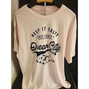 Pink Keep It Salty Ocean City Womans T-shirt Size XL Nwt. Great Condition